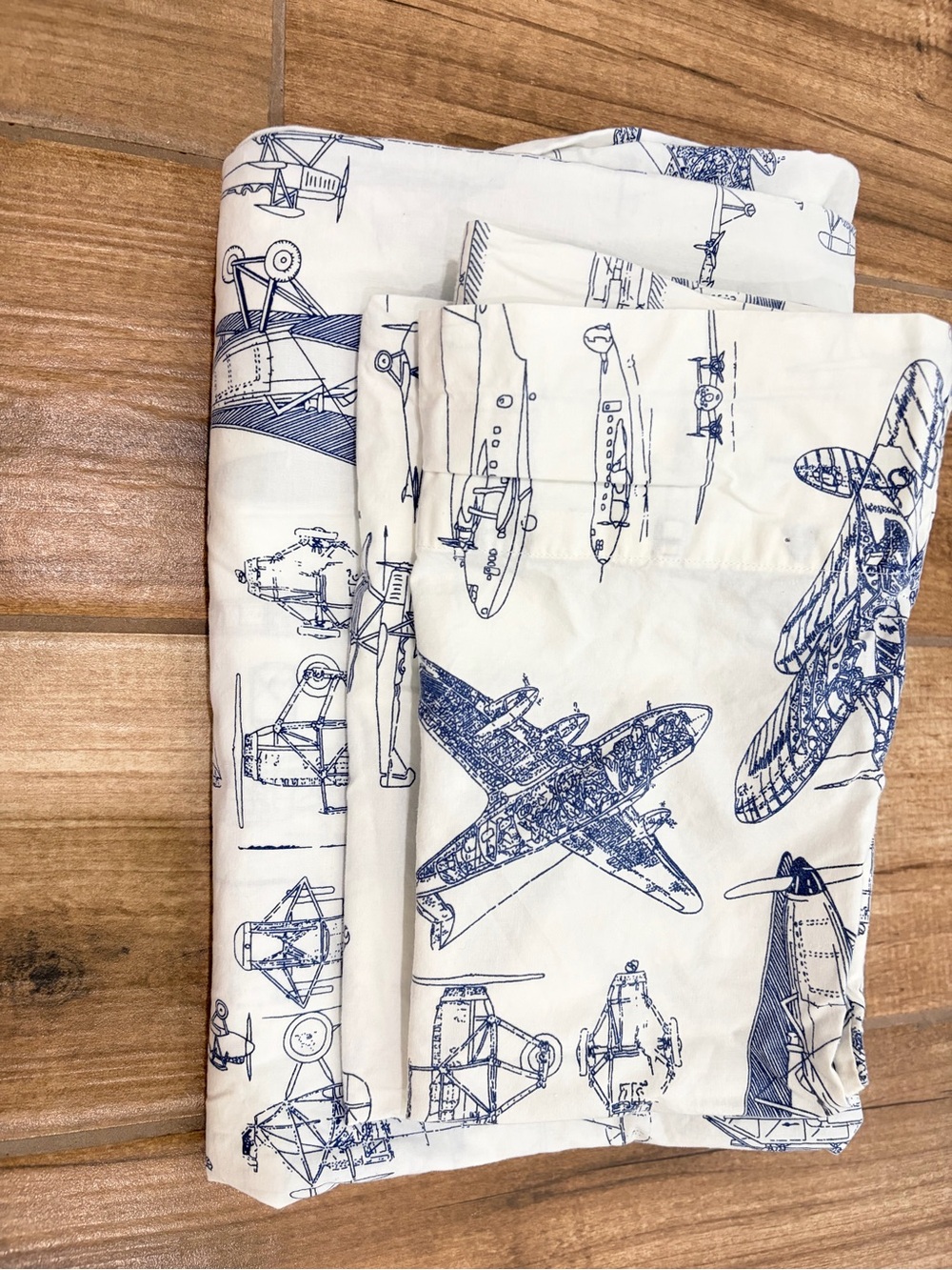 Restoration Hardware Baby & Child Toddler Duvet and 2 Pillowcases Blue Aircraft